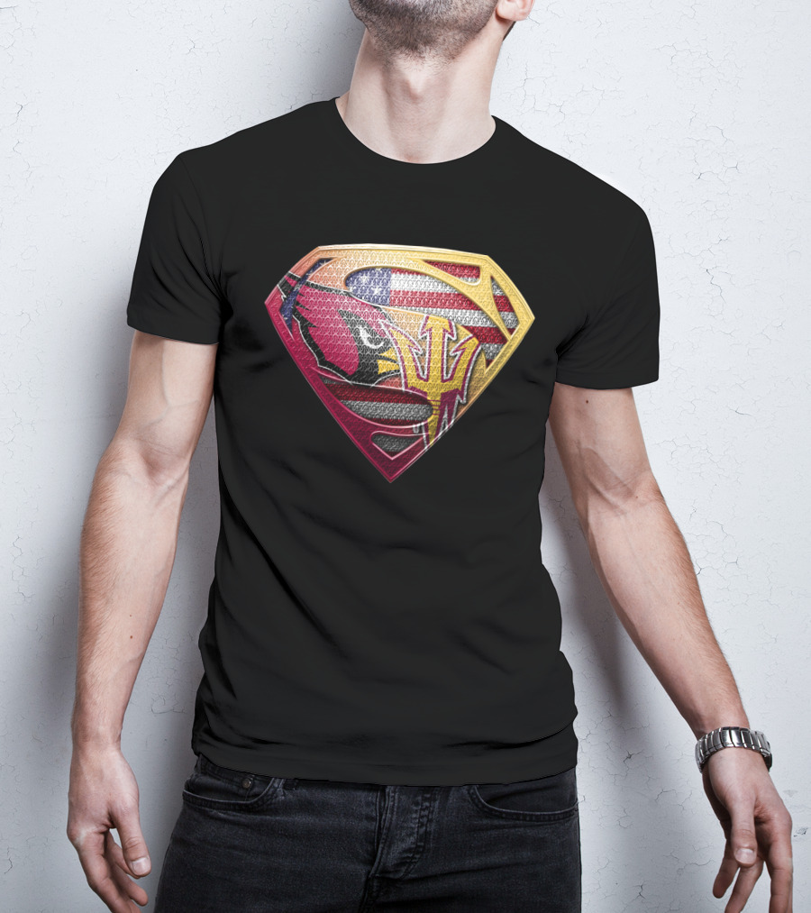 Arizona Cardinals Sun Devils Superman Usa Flag T-Shirt