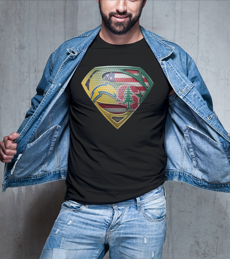 San Diego Chargers Superman Stanford Tree American Flag Combination T-Shirt
