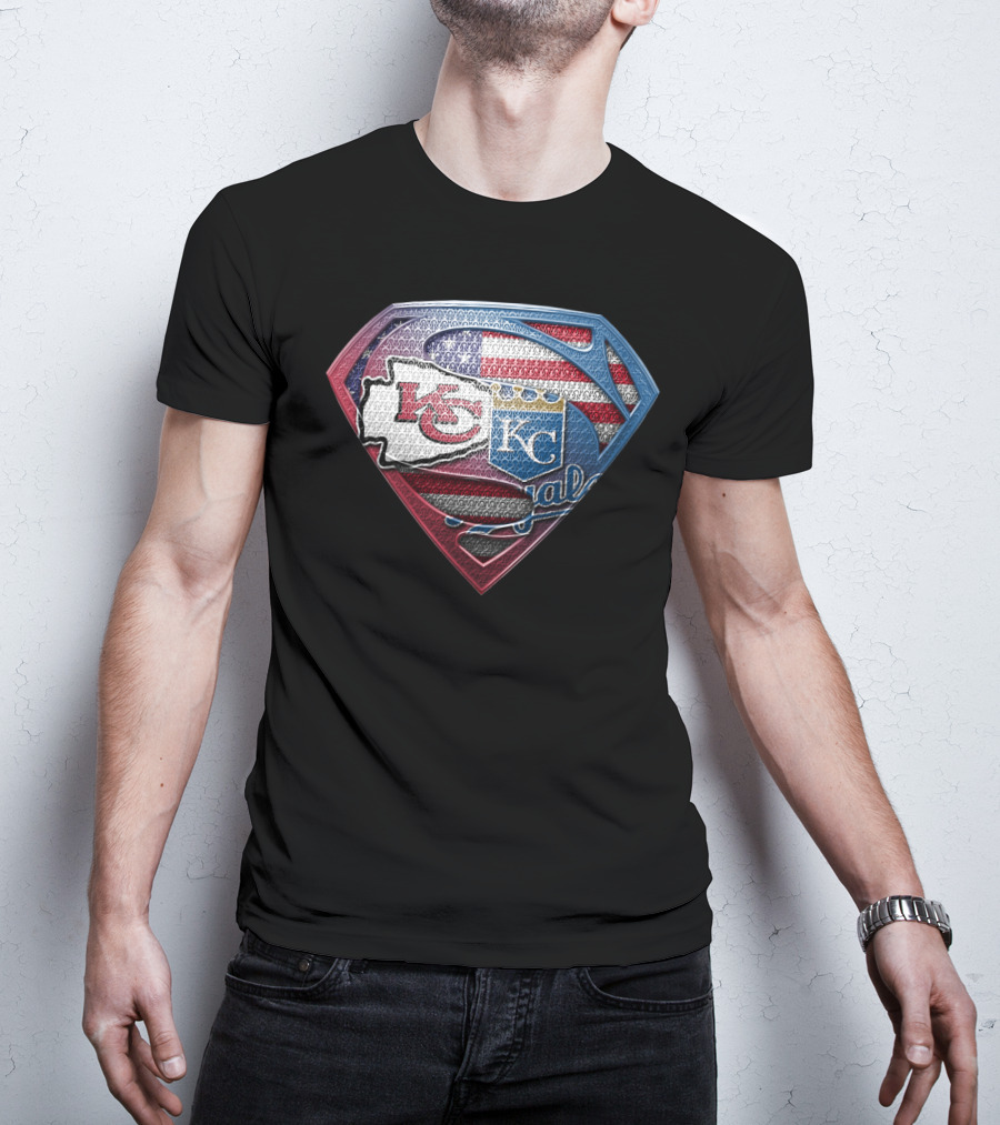 Kansas City Chiefs Royals Superman Usa Flag T-Shirt