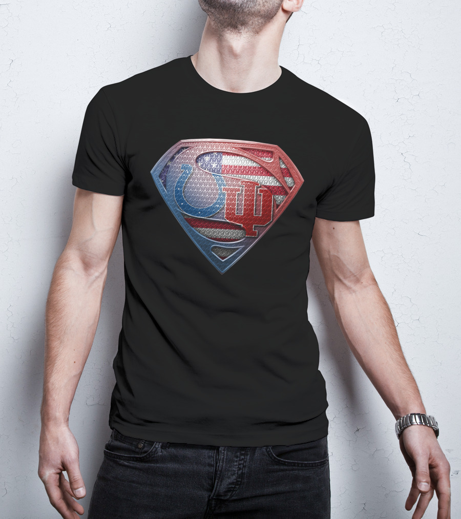 Colts Iu American Flag Superman Shield T-Shirt