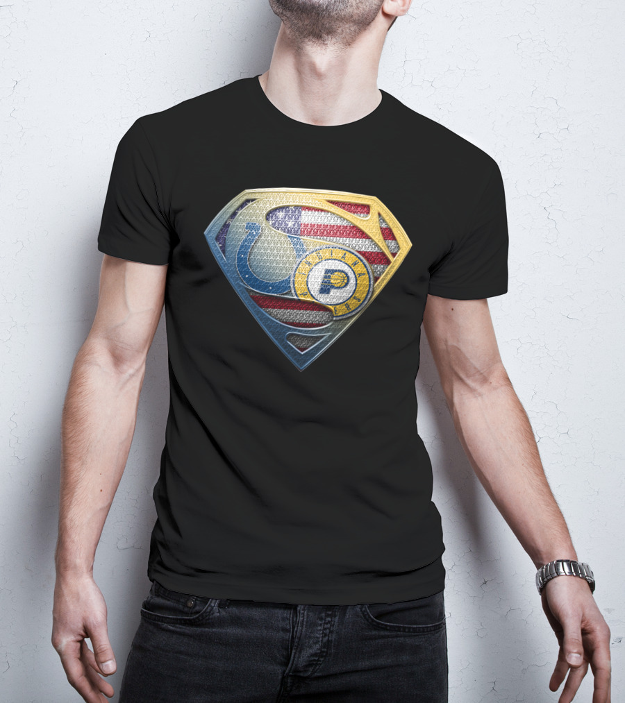 Indianapolis Colts Superman Logo American Flag T-Shirt