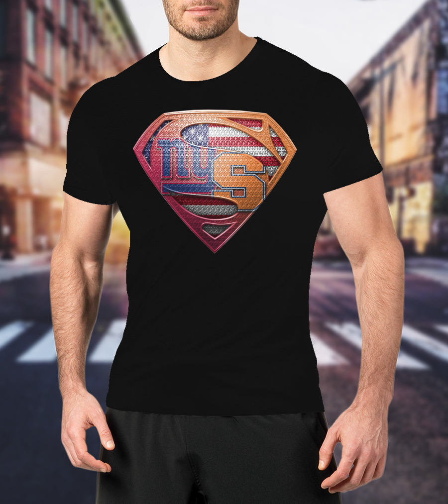 Superman Shield American Flag New York Giants Syracuse T-Shirt