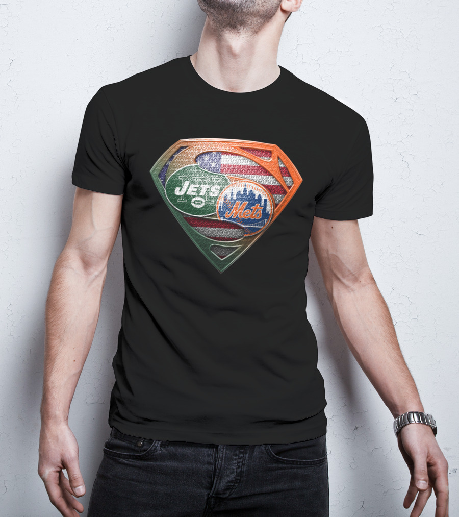 American Flag New York Jets Mets Superman Shield Sspus069 T-Shirt