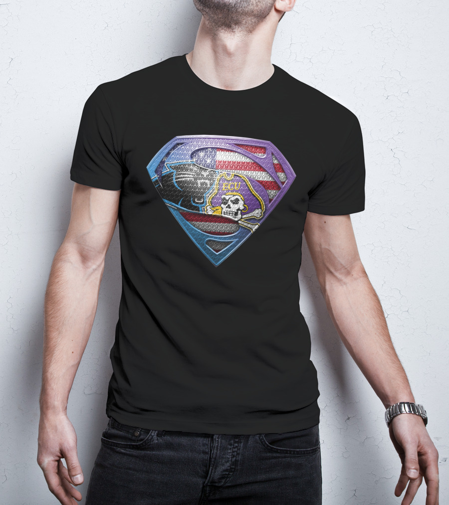 Carolina Panthers Ecu American Flag Shield T-Shirt