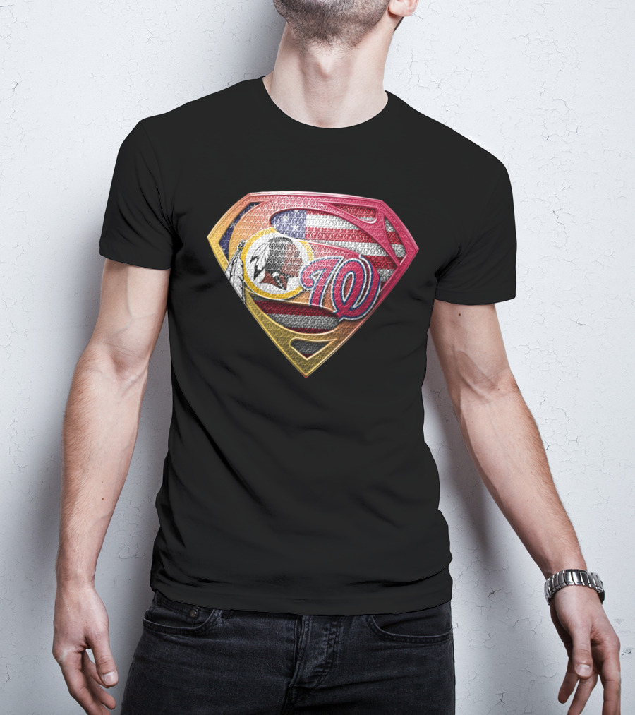 Washington Redskins Nationals Superman Logo American Flag T-Shirt