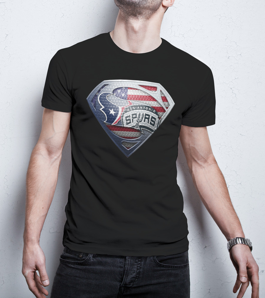 San Antonio Spurs Superman Logo Texas Flag T-Shirt