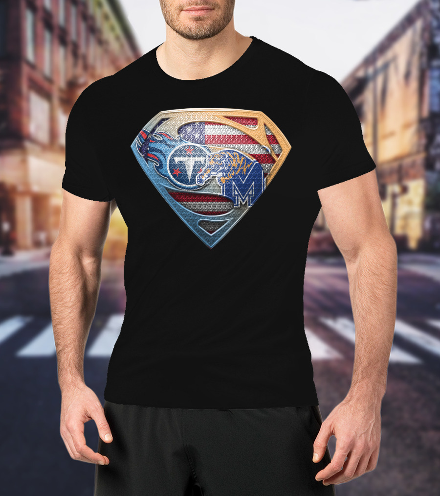 Superman Memphis Tigers American Flag T-Shirt