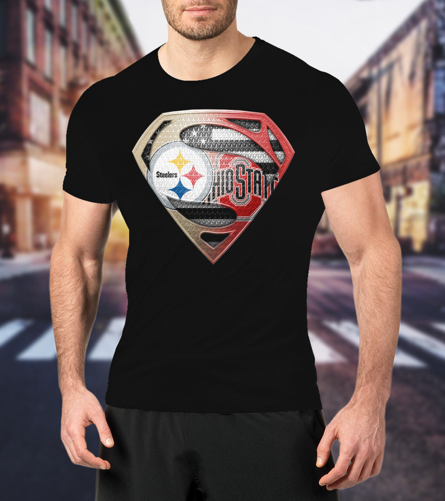 Steelers Ohio State Superman Logo Fusion T-Shirt