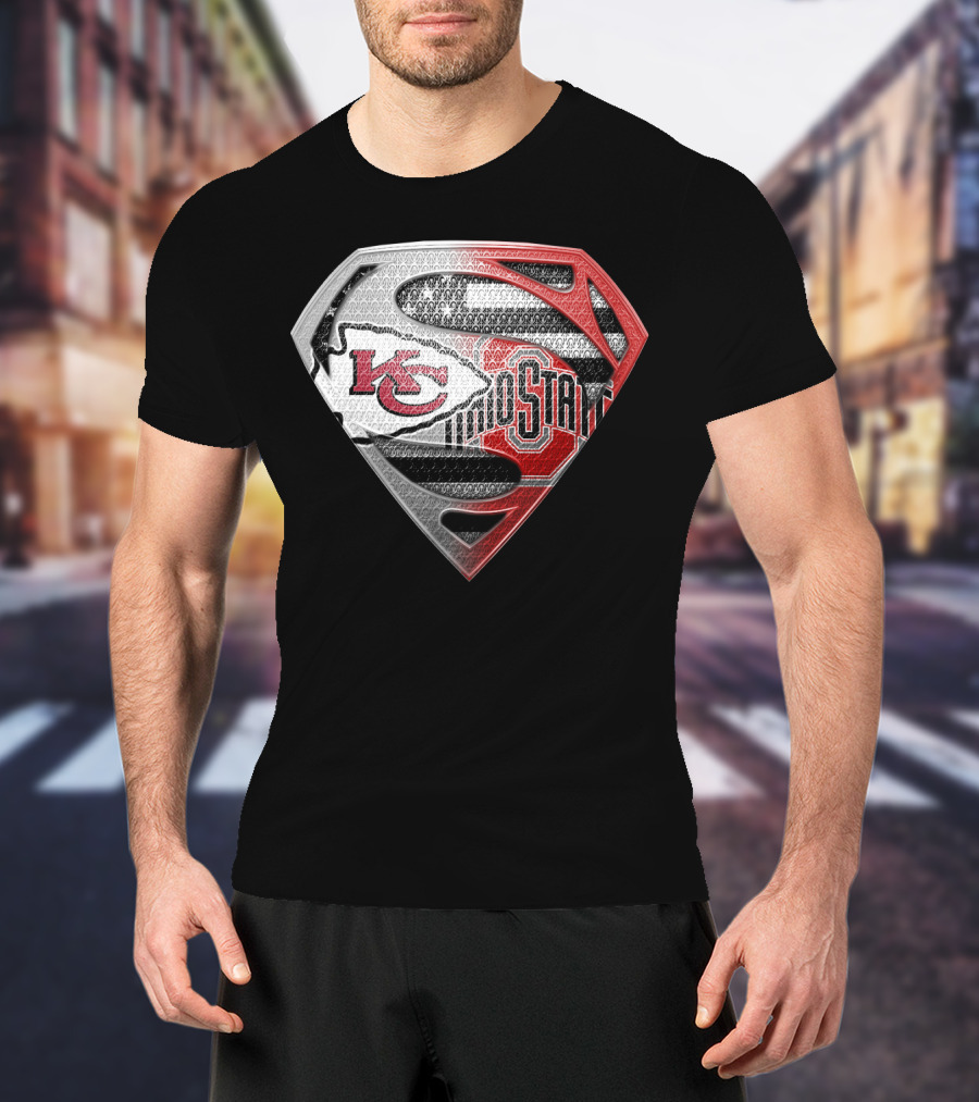 Kansas City Chiefs Ohio State Superman Logo Fusion T-Shirt
