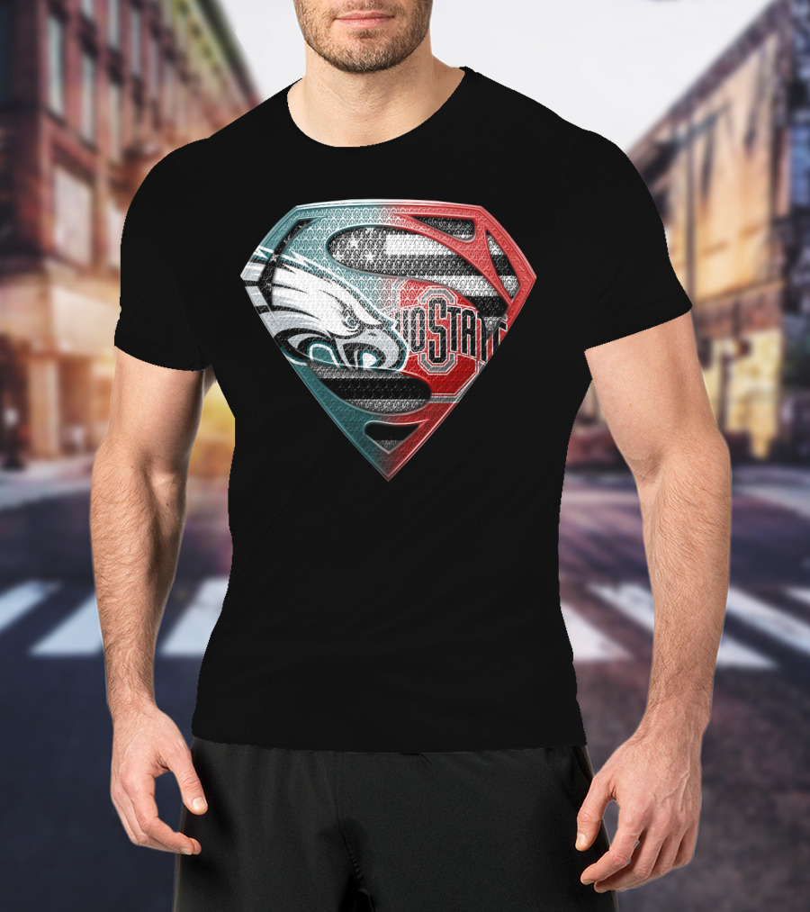 Philadelphia Eagles Ohio State Superman Shield T-Shirt