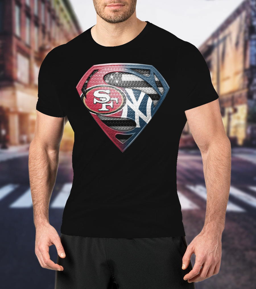 Sf San Francisco 49ers New York Yankees Superman Shield T-Shirt