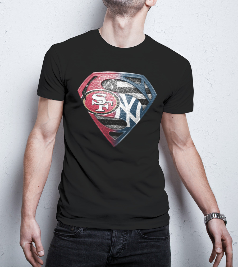 Sf San Francisco 49ers New York Yankees Superman Shield T-Shirt