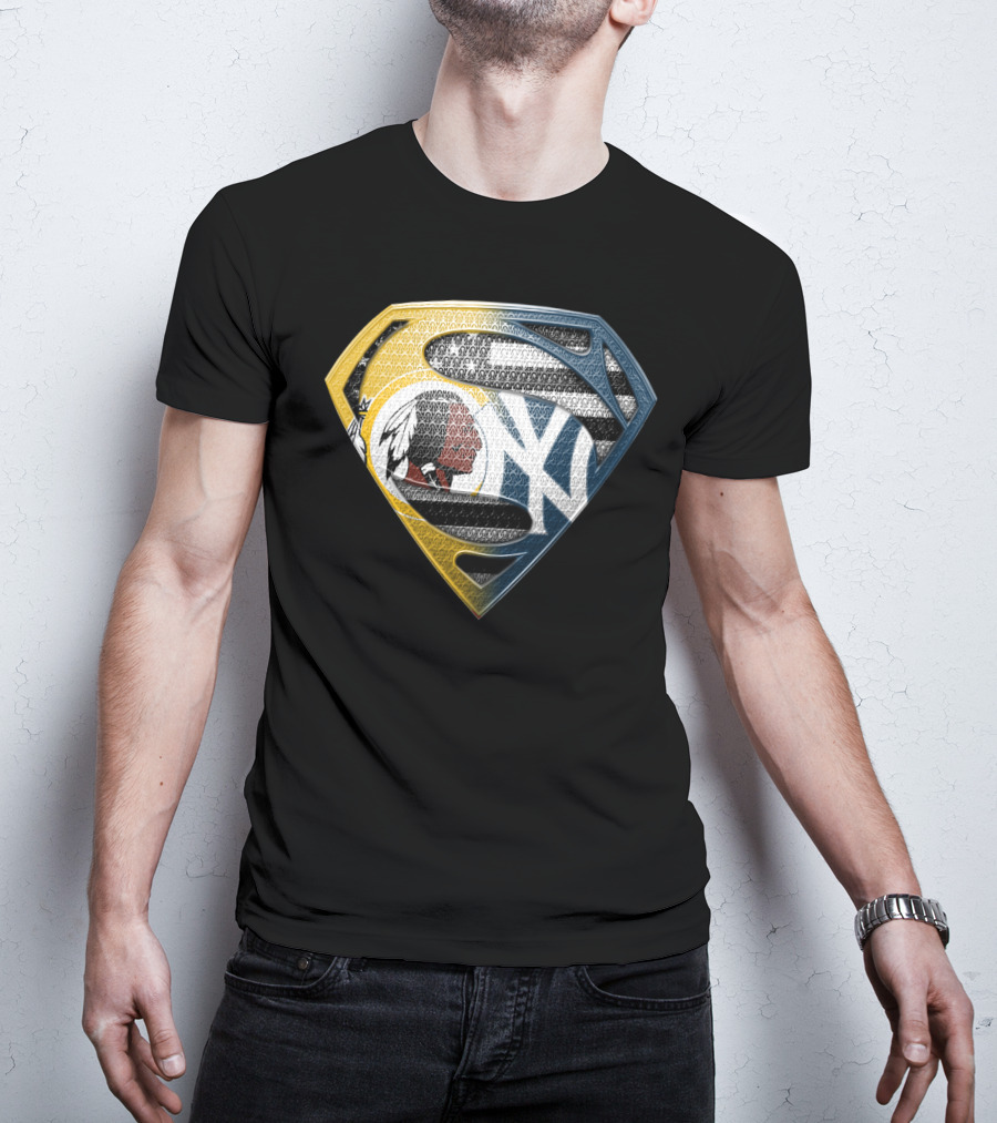 Superman Shield With Native American And Yankees Elements T-Shirt