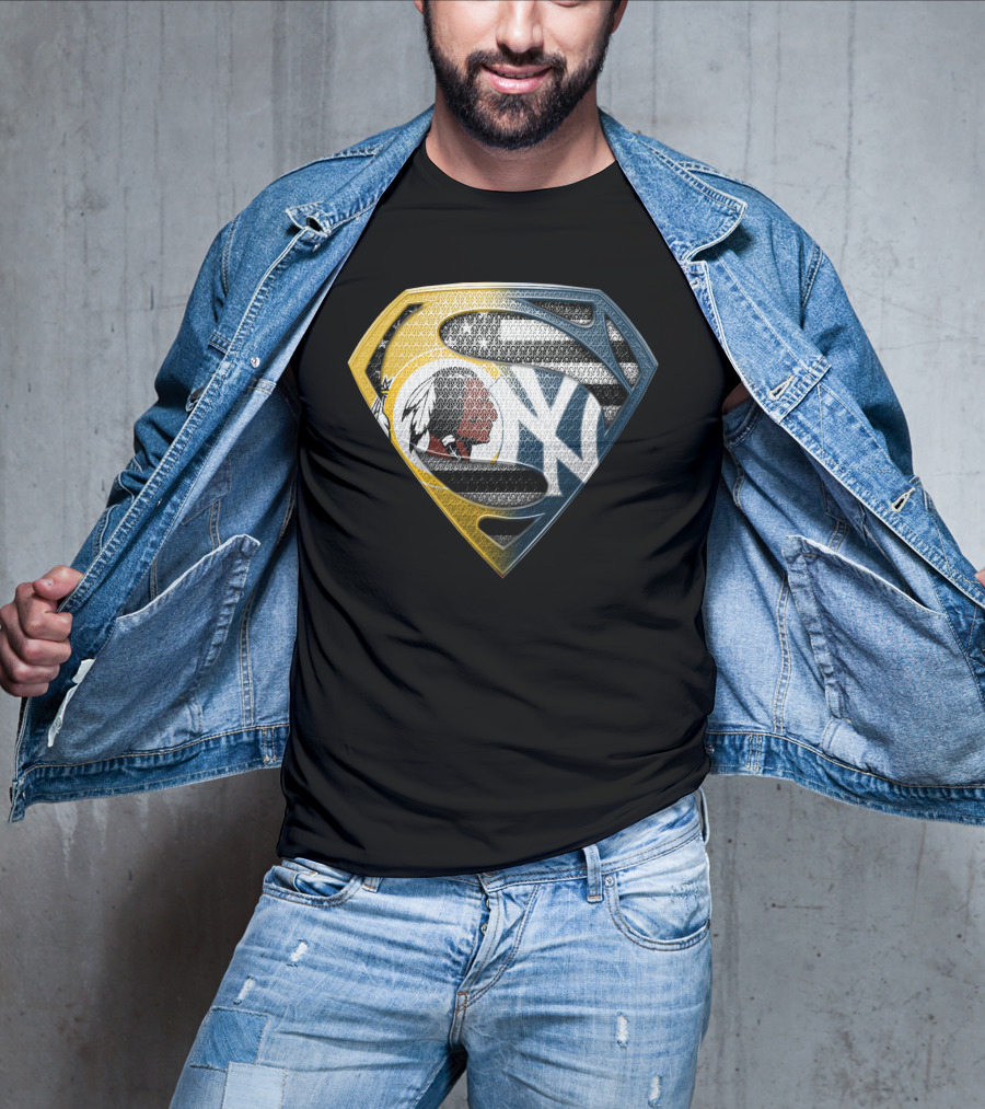 Superman Shield With Native American And Yankees Elements T-Shirt