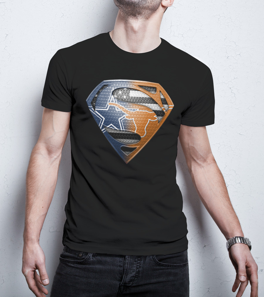 Texas Longhorns Dallas Cowboys Superman Logo Mashup T-Shirt