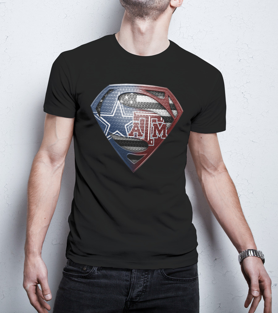 Texas A&M Superman Logo Texas Flag Star T-Shirt