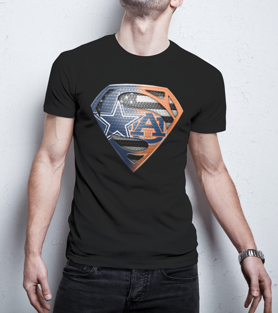 Dallas Cowboys Auburn Tigers Superman Emblem Fusion T-Shirt