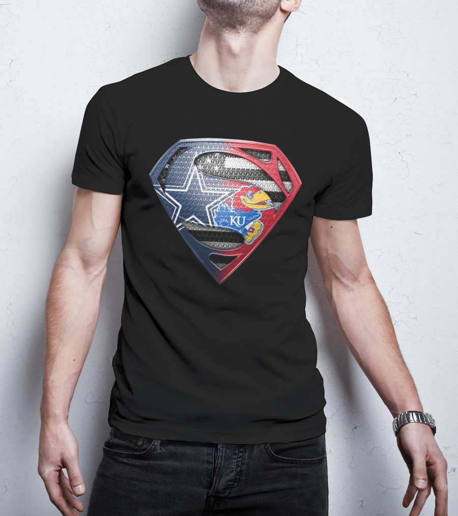 Superman Dallas Cowboys Kansas Jayhawks Ku Logo Mashup T-Shirt