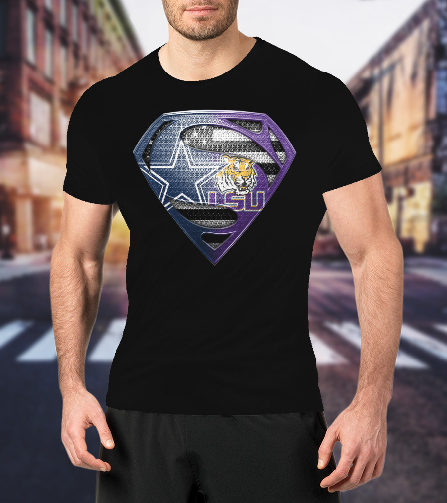 Lsu Tigers Superman Dallas Cowboys Logo Cross Blend T-Shirt