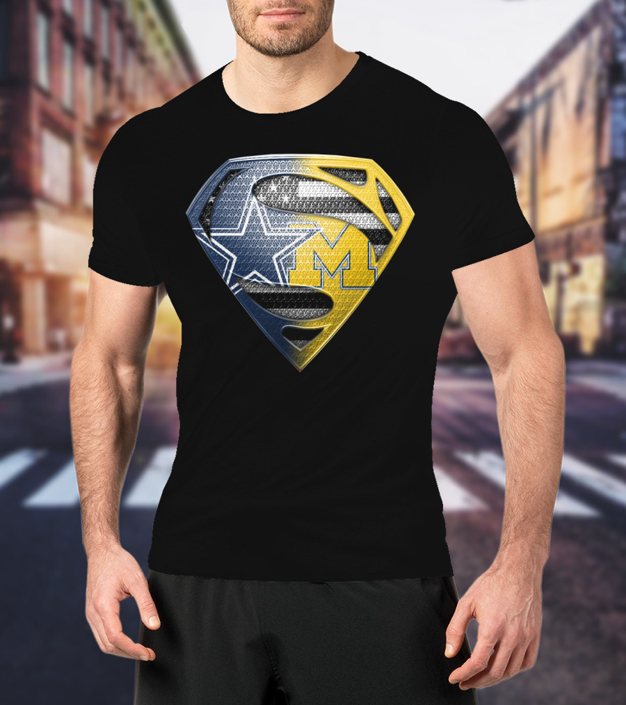 Superman Shield Dallas Cowboys Michigan Wolverines Logo Mashup T-Shirt
