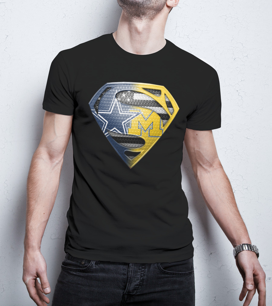 Superman Shield Dallas Cowboys Michigan Wolverines Logo Mashup T-Shirt