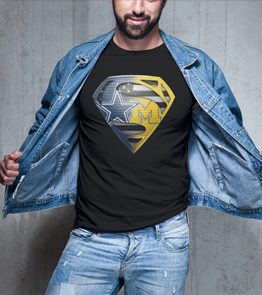 Superman Shield Dallas Cowboys Michigan Wolverines Logo Mashup T-Shirt