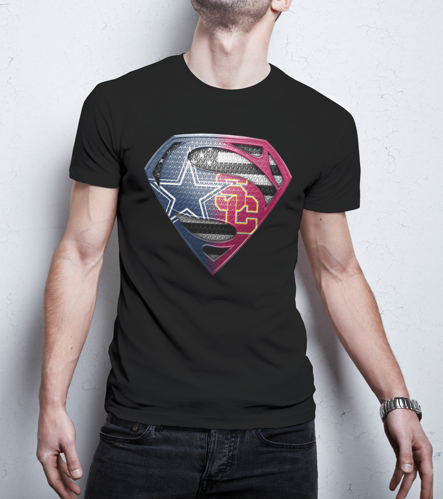 Dallas Star Los Angeles Trojans Superman Logo Fusion T-Shirt