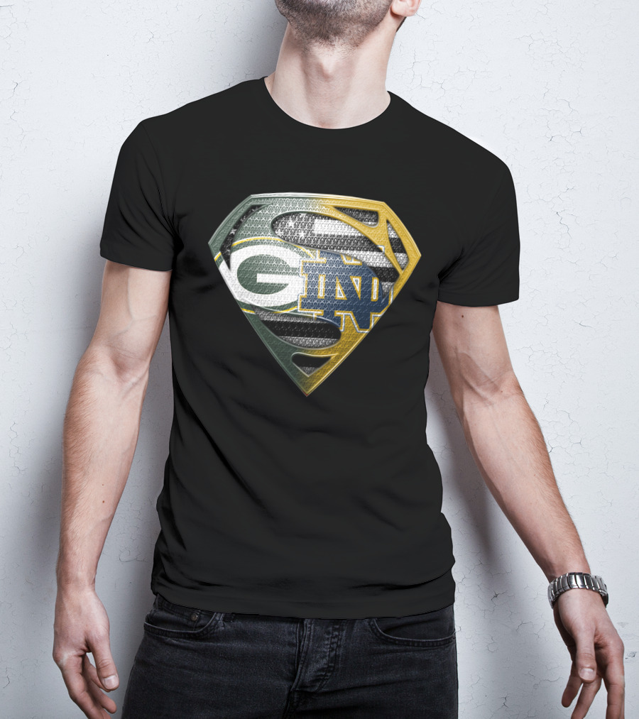 G Green Bay Packers Notre Dame Super Logo Fusion T-Shirt