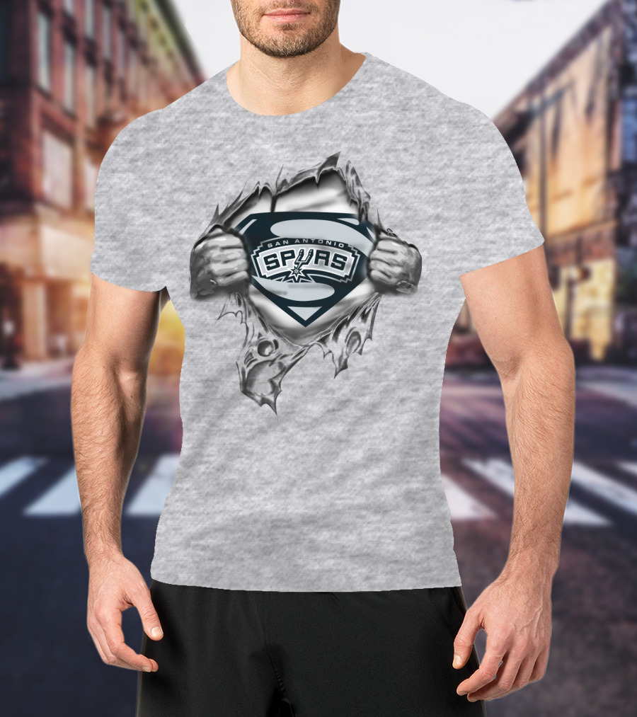 San Antonio Spurs Superman Logo Torn Superhero Hands T-Shirt