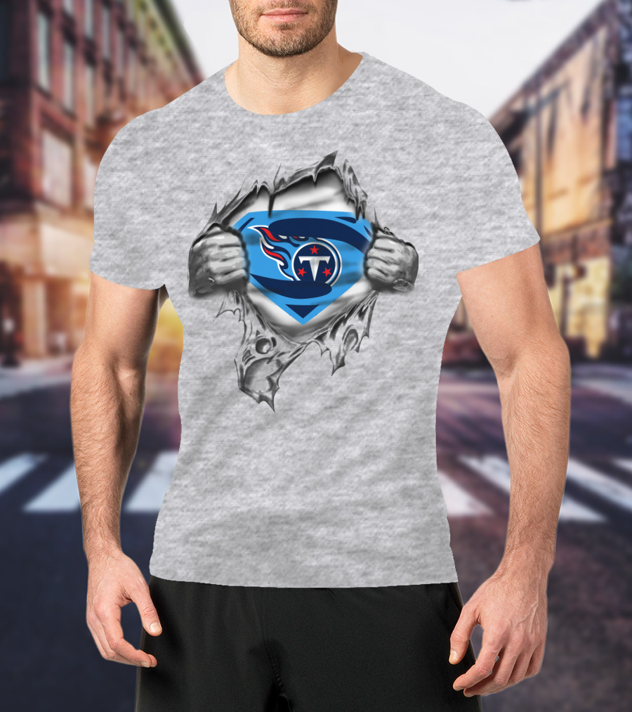 Superman Tennessee Titans Logo Fan Gear T-Shirt