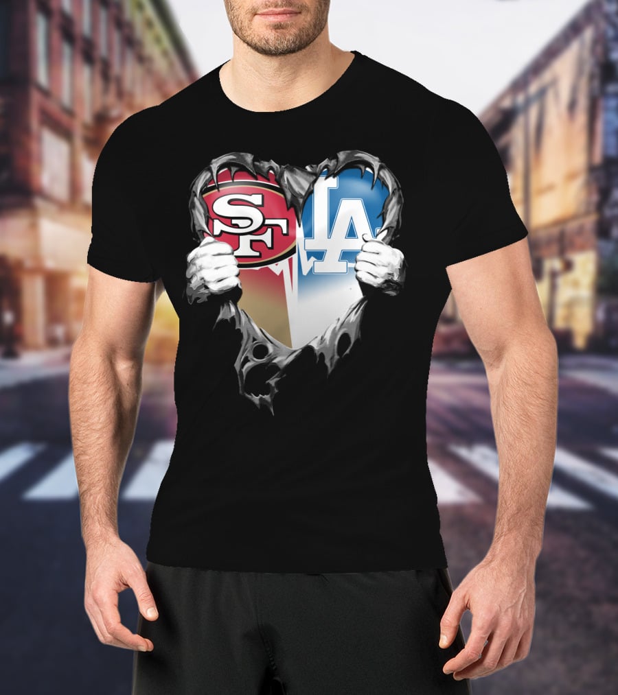 Sf And La Rivalry Heart Split Xat T-Shirt