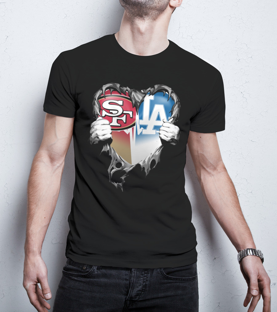 Sf And La Rivalry Heart Split Xat T-Shirt