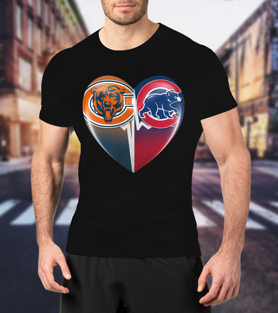 Chicago Bears And Cubs Split Heart TIM 008 T-Shirt