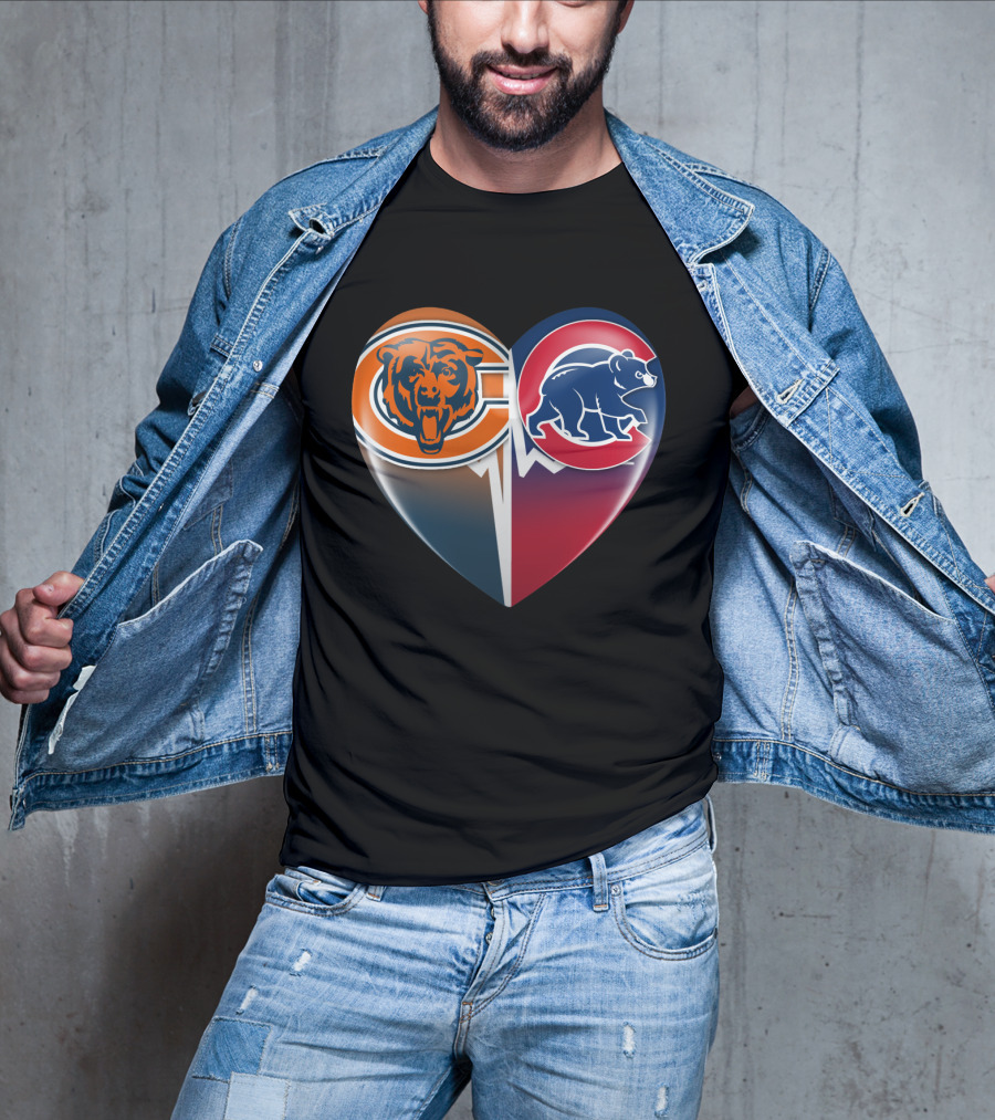 Chicago Bears And Cubs Split Heart TIM 008 T-Shirt