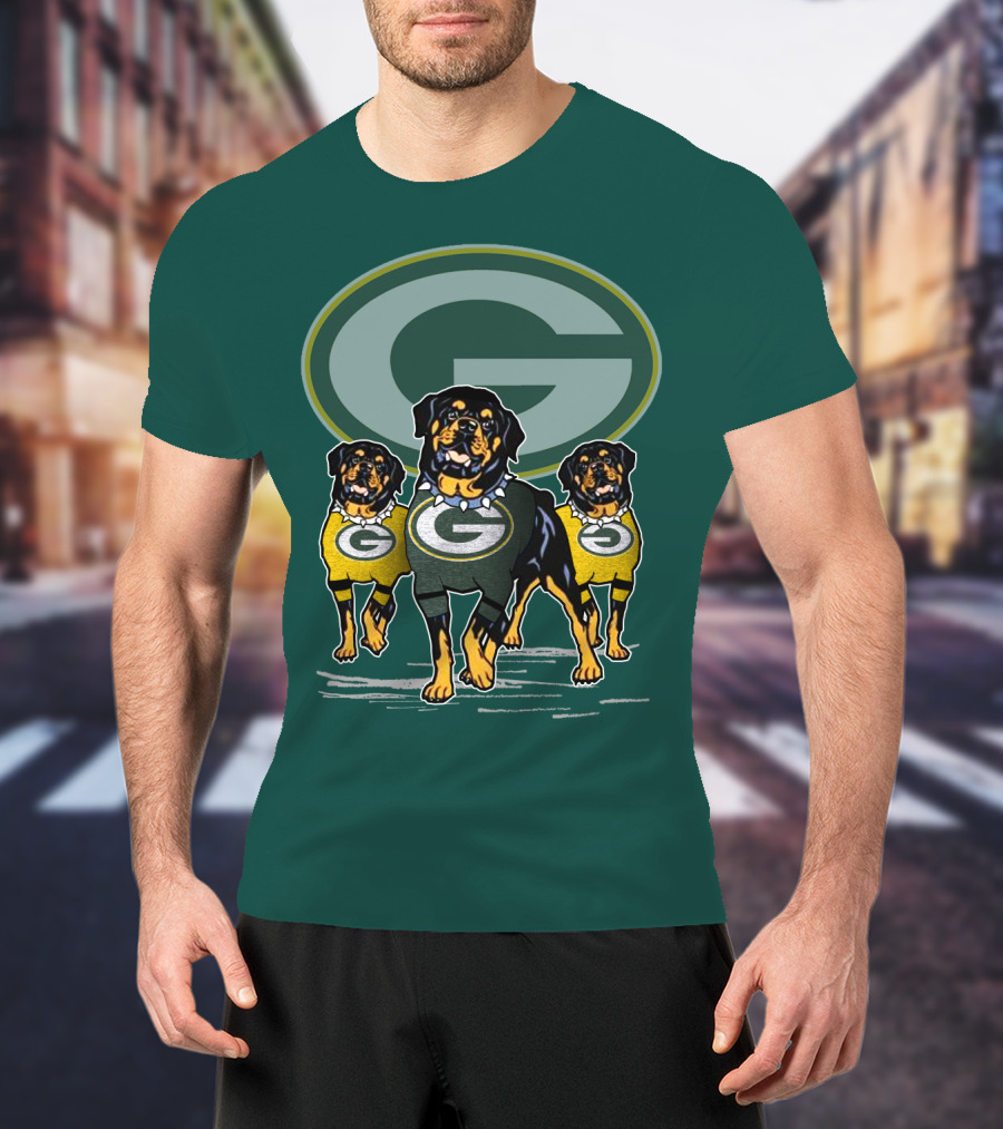 Green Bay Packers Rottweiler Trio T-Shirt