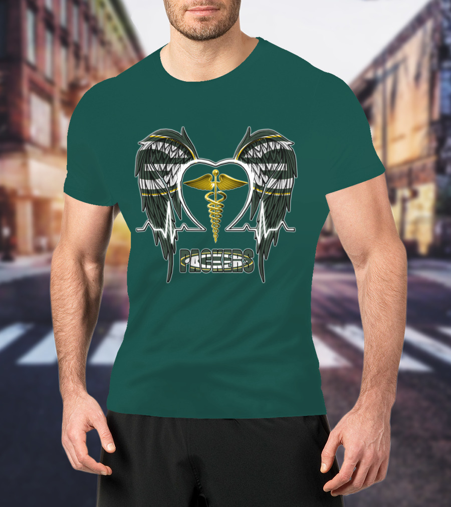 Packers Caduceus Heart Wings T-Shirt