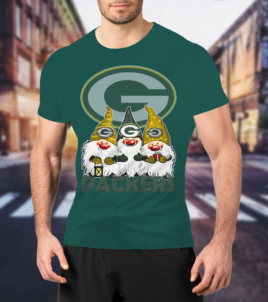 Green Bay Packers Gnomes With Team Logo On Green T-Shirt