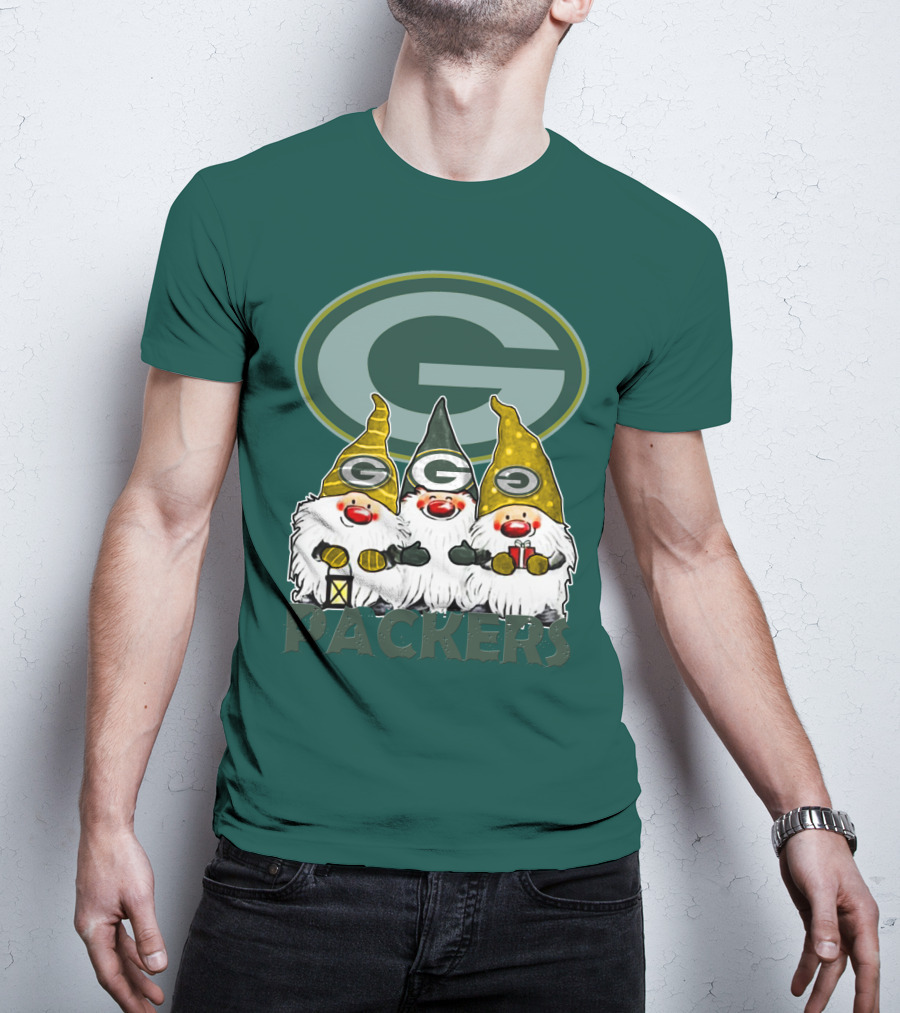 Green Bay Packers Gnomes With Team Logo On Green T-Shirt
