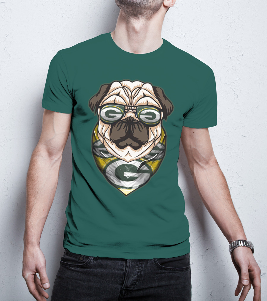 Green Bay Packers Pet Lover Pug Dog Football T-Shirt