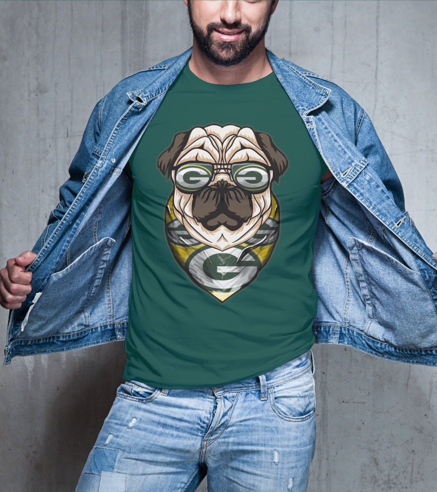 Green Bay Packers Pet Lover Pug Dog Football T-Shirt