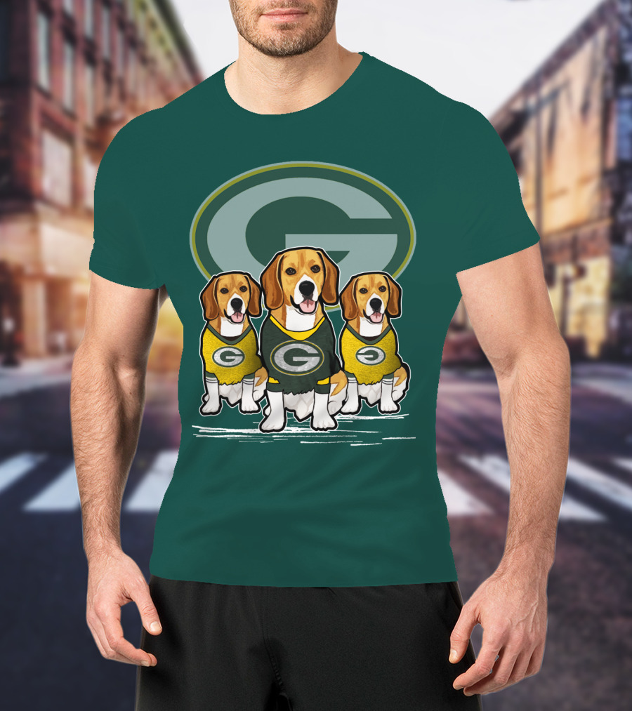 Green Bay Packers Dogs In Team Jerseys T-Shirt