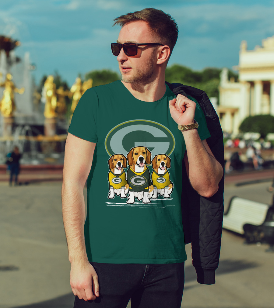Green Bay Packers Dogs In Team Jerseys T-Shirt
