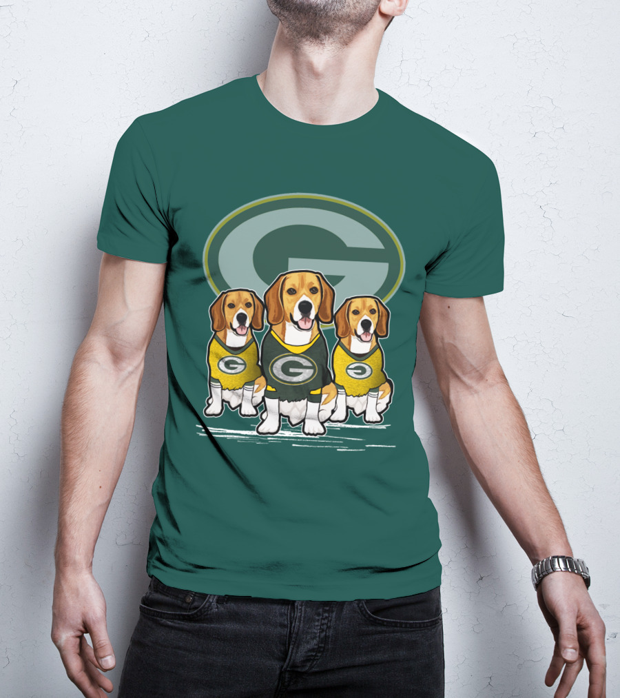 Green Bay Packers Dogs In Team Jerseys T-Shirt