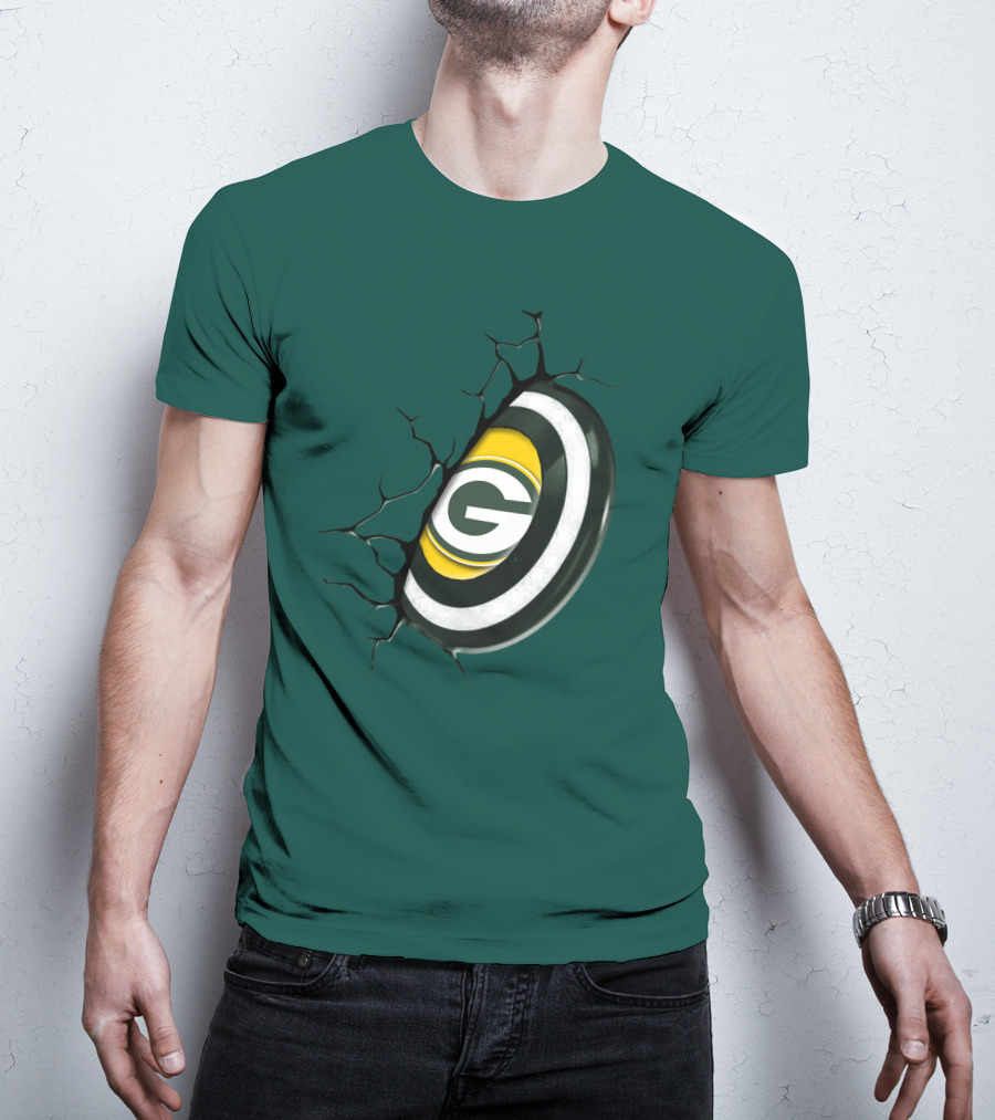Green Bay Packers Cracked Logo Burst T-Shirt