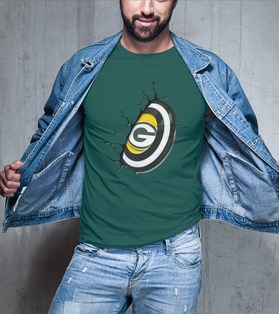Green Bay Packers Cracked Logo Burst T-Shirt