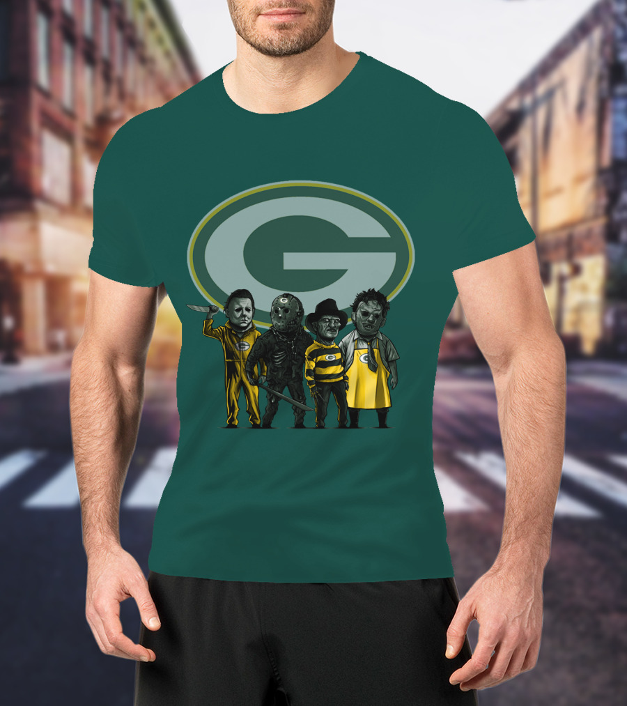 Green Bay Packers Horror Icons Characters T-Shirt