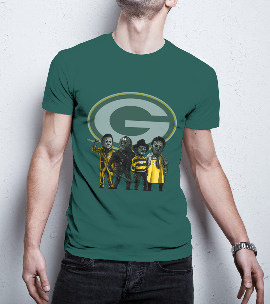 Green Bay Packers Horror Icons Characters T-Shirt