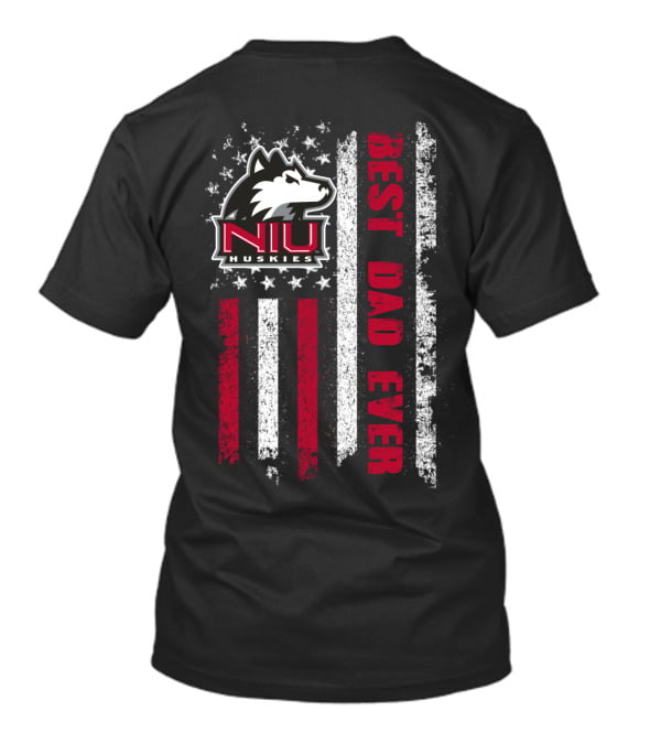 Niu Huskies Best Dad Ever Vintage American Flag T-Shirt