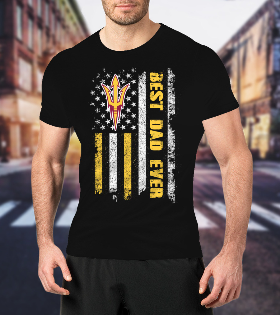 Arizona State Sun Devils Best Dad Ever Vintage American Flag T-Shirt