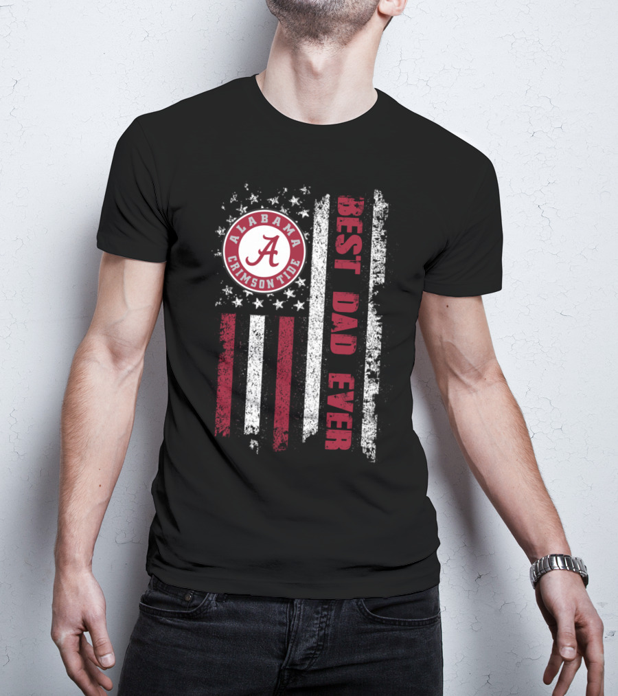 Alabama Crimson Tide Best Dad Ever American Flag T-Shirt
